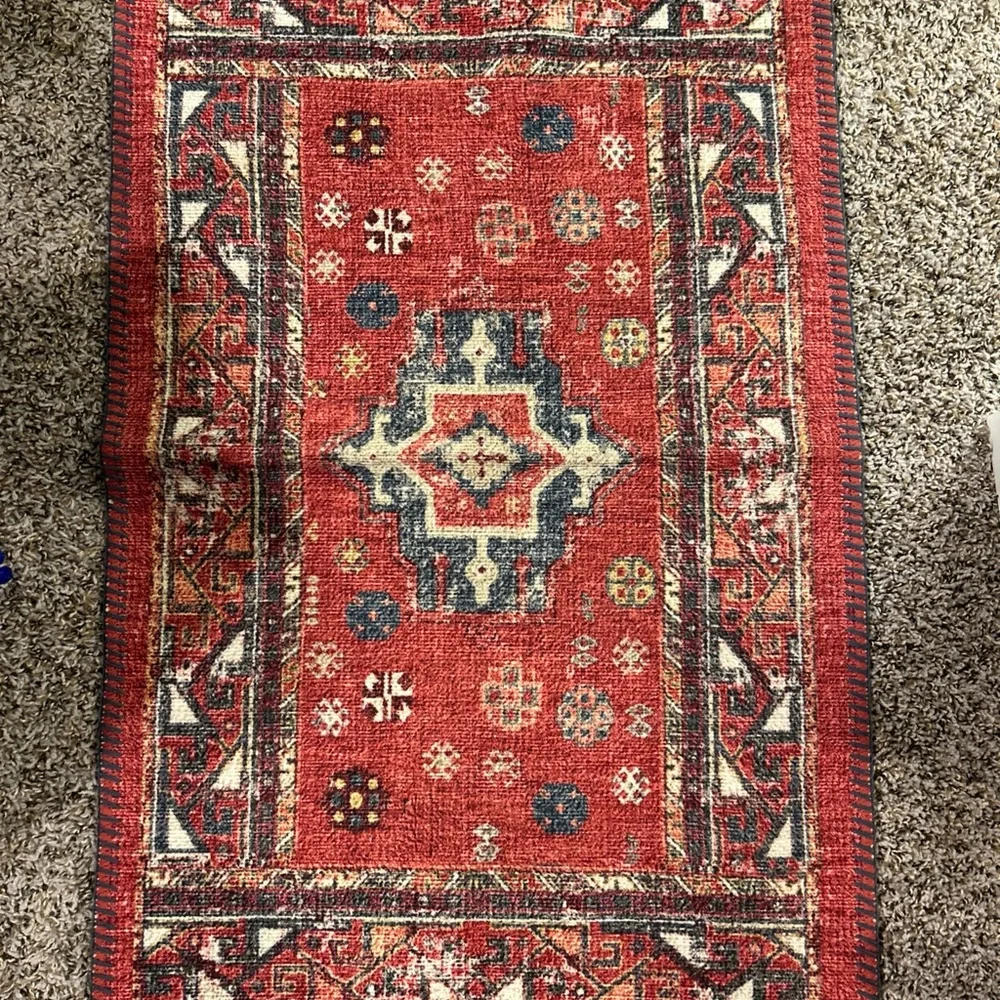 Red Patterned Decorative Rug - Picture 1 of 4